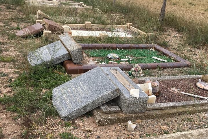 Graves damaged at the Talia cemetery