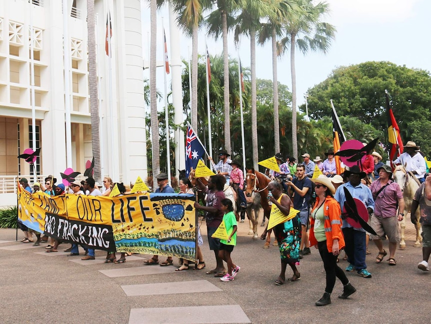 Anti-fracking protest at NT Parliament House