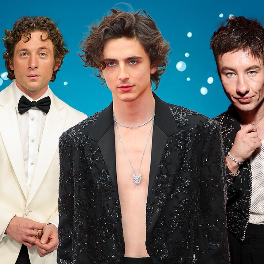 composite image of Roddy St. James from Flushed Away, Jeremy Allen White, Timothee Chalamet and Barry Keoghan