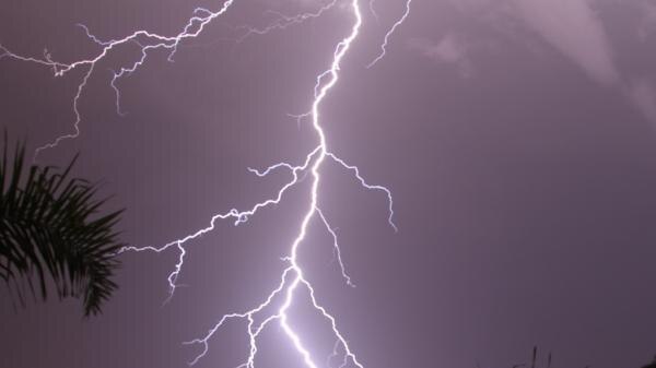 Lightning strikes over Sydney's northern suburbs