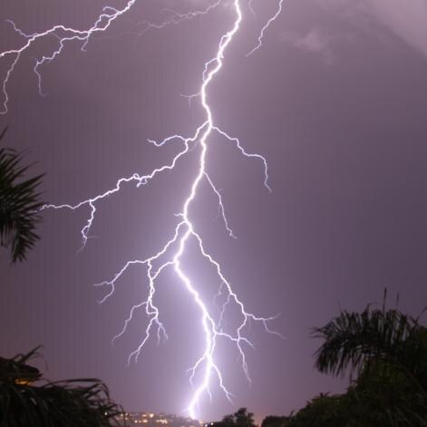 Lightning strikes over Sydney's northern suburbs