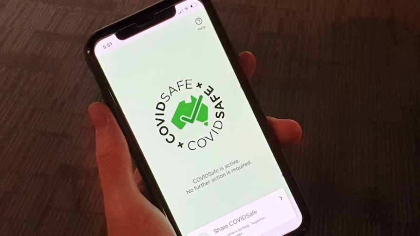 The COVIDSafe app open on an iPhone