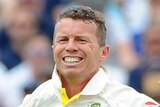 Australia bowler Peter Siddle bares his teeth while bowling during the first Ashes Test at Edgbaston.