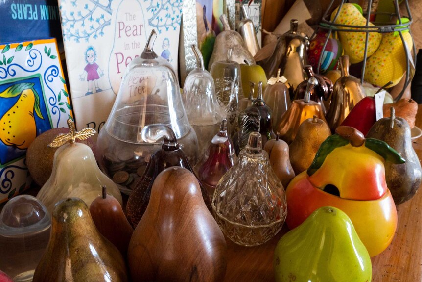 A collection of decorative pears