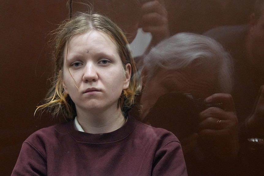 Darya Trepova at the court hearing in Moscow