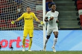 Inter Milan's Daniele Padelli looks dejected as Chelsea's Michy Batshuayi collects the ball.