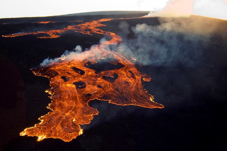 The Mauna Loa volcano on the island of Hawaii is shown in this March 25, 1984 handout photo.