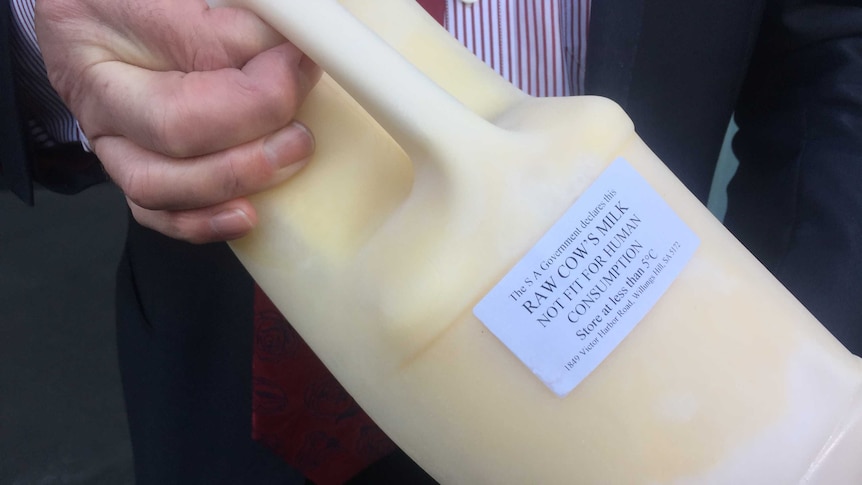 A plastic bottle of Moo View Dairy's raw milk.