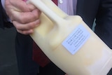 A plastic bottle of Moo View Dairy's raw milk.