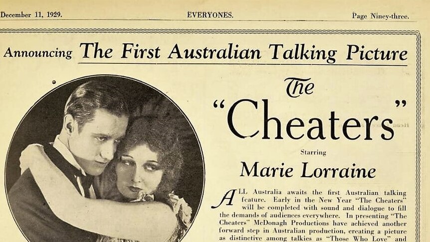 A newspaper ad from 1929 advertising Australia's first talking picture.