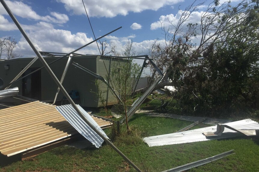 Debris left scattered by cyclone trevor.