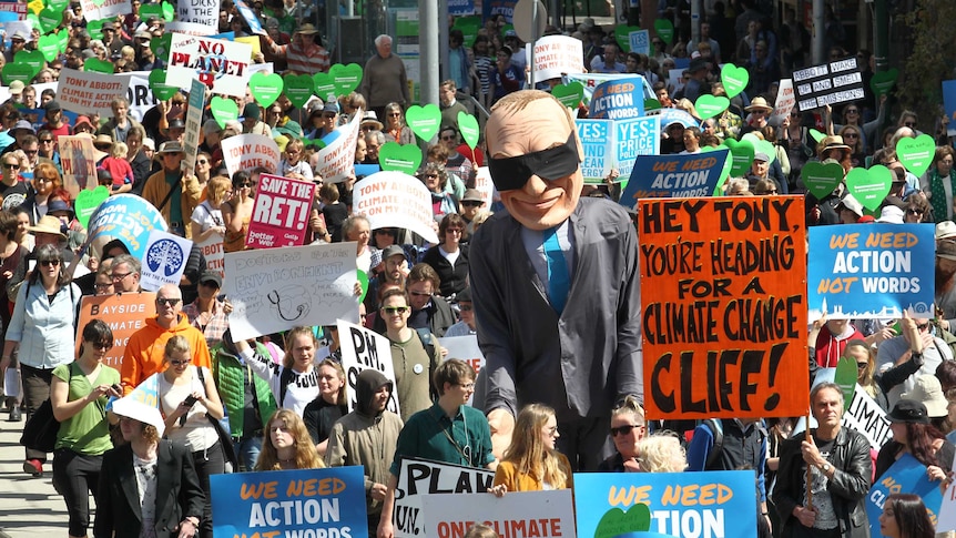 Protesters march through Melbourne calling for action on climate change on September 21.