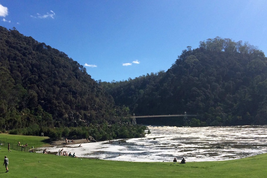 Cataract Gorge swimming area has flooded.
