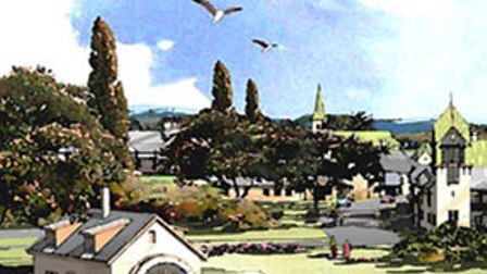 An artists impression of the St Helena French-themed village proposed for a site near Lochinvar in the NSW Hunter Valley.