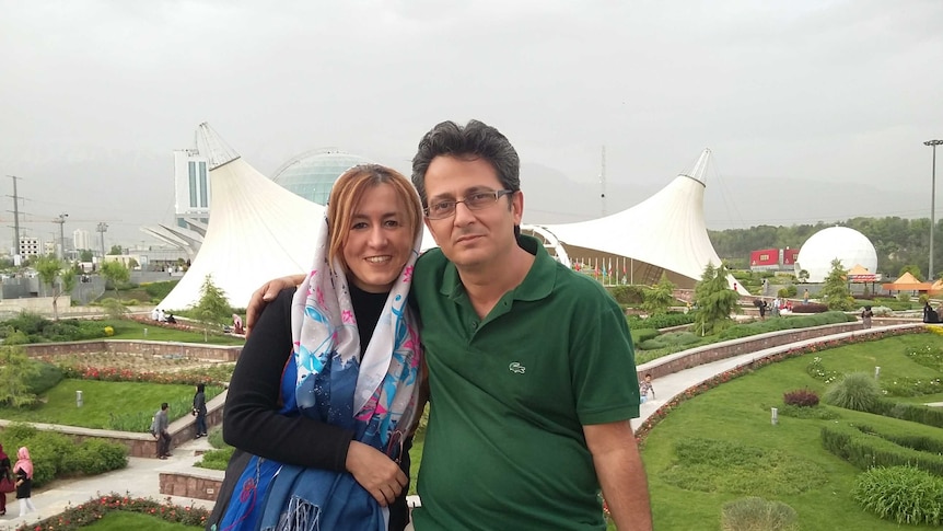 Haideh and Amir at a park in Tehran
