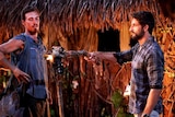 Luke Toki looks shocked as his flame is extinguished by Jonathan LaPaglia