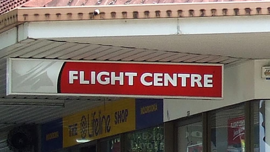 Flight Centre sign outside a shop
