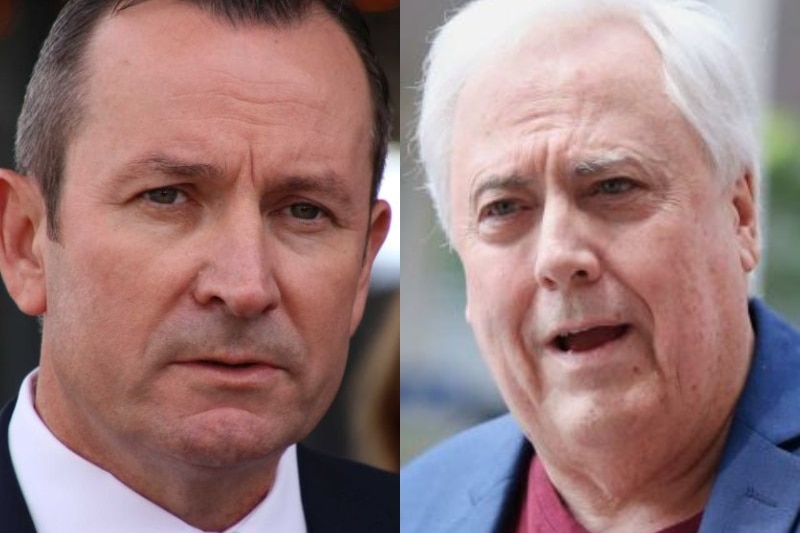 A composite image of WA Premier Mark McGowan and Clive Palmer