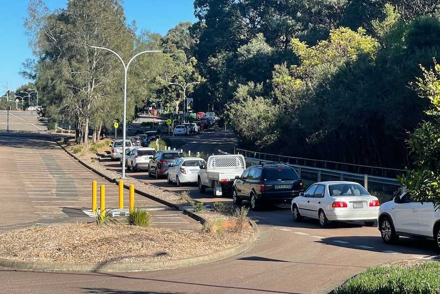 A queue of cars.