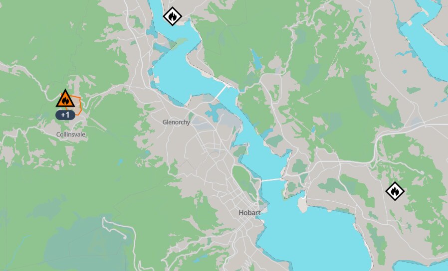 Un marcador muestra dónde está el incendio en Glenlusk.