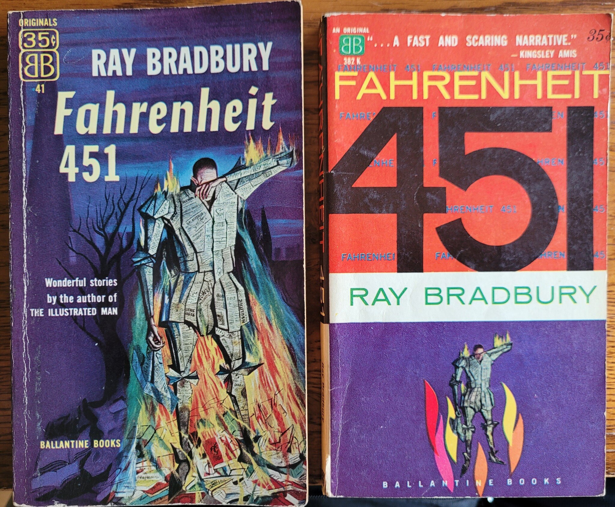 Two copies of Ray Bradbury's Fahrenheit 451 side by side.