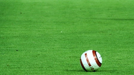 Soccer ball on a field.