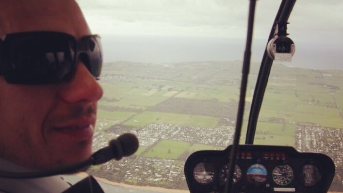 Marc Russell flying a light plane