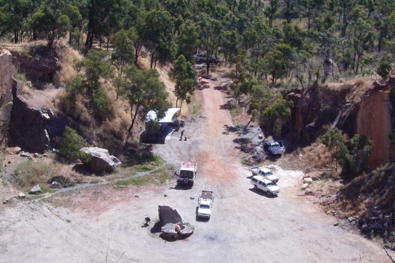 A quarry in Perth hills shows high walls, taken from above.