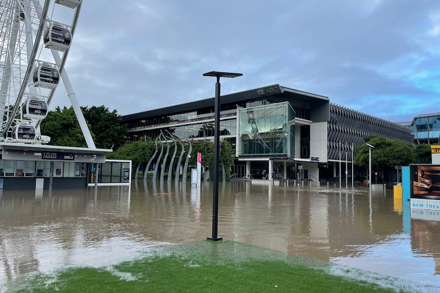 A building with floodwater around it