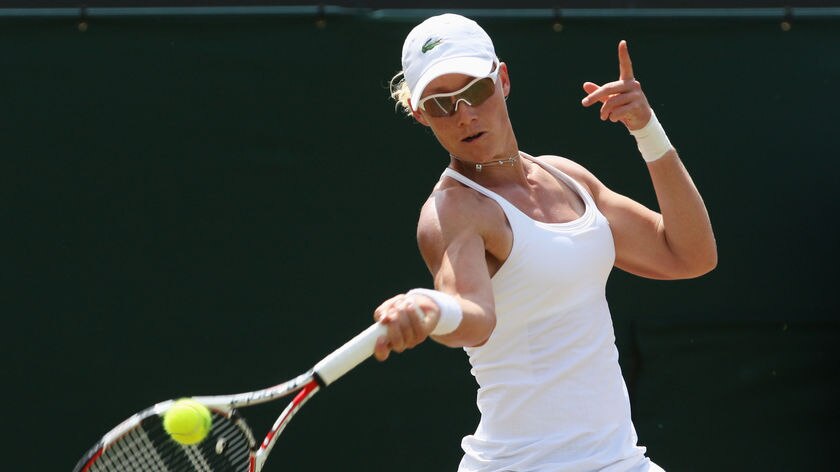 Stosur plays a forehand