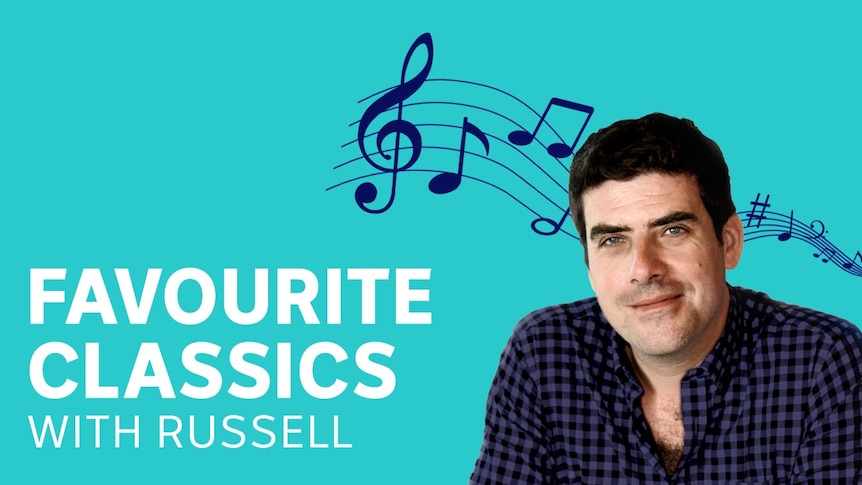 Russell Torrance with text 'Favourite Classics' in front of a blue background