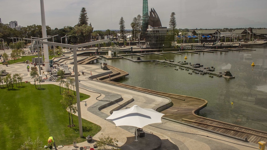 The paths at Elizabeth Quay are made from over two million hand cut pavers.