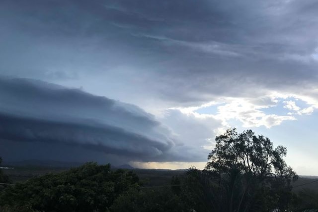 A band of dark storm clouds were captured approaching Peregian beach on the sunshine coast.