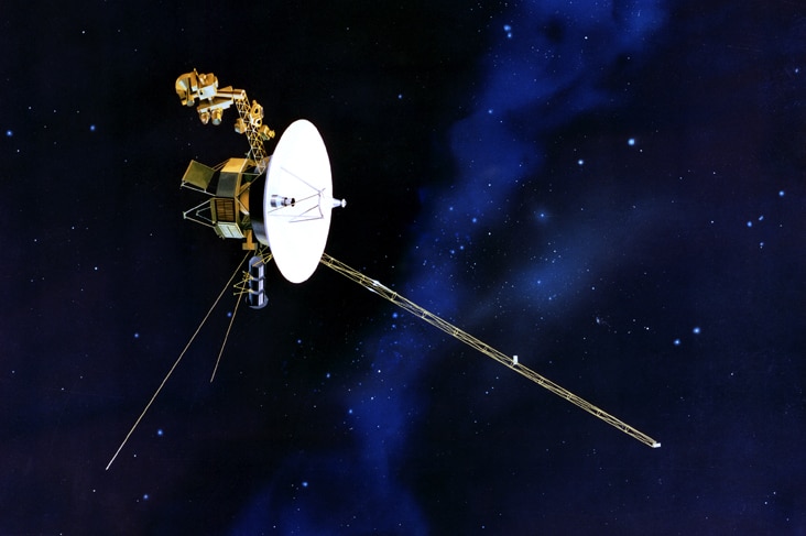 An artist's impression of the Voyager spacecraft in space