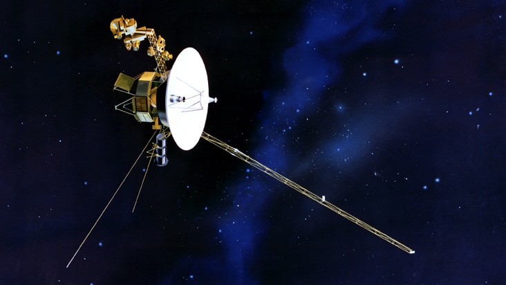 An artist's impression of the Voyager spacecraft in space