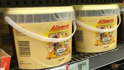 Allowrie honey in supermarket shelves