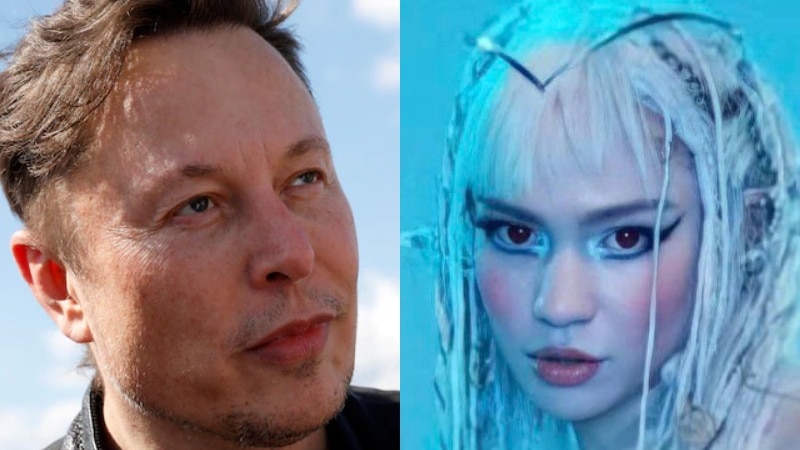 A composite of Elon Musk and Grimes 