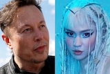 A composite of Elon Musk and Grimes 