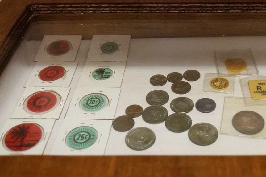 Colourful plastic coins. 