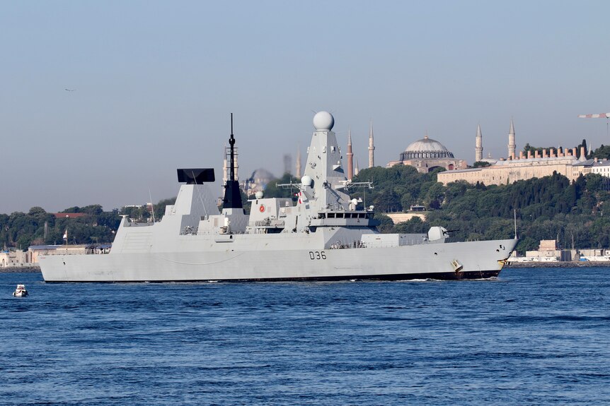 British Royal Navy's Type 45 destroyer HMS Defender arrives for a port visit 