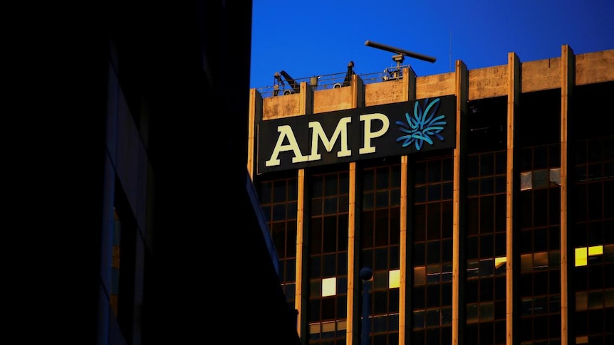 The logo of AMP Ltd, Australia's biggest retail wealth manager, adorns their head office located in central Sydney, Australia, May 5, 2017. REUTERS/David Gray/File Photo