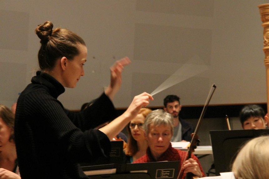 Elena Schwarz conducts the Tasmanian Symphony Orchestra in Hobart.
