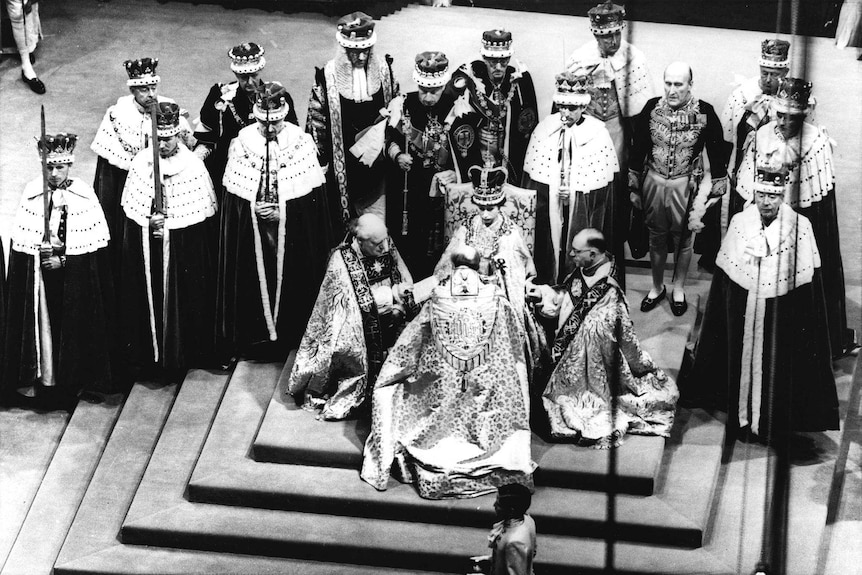 Elizabeth is crowned Queen during her coronation in 1953.