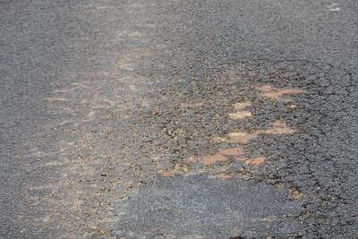 close up of cracked road 