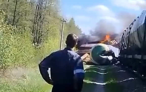 Russian Freight Train Derails After Being Hit By Explosive Device ...