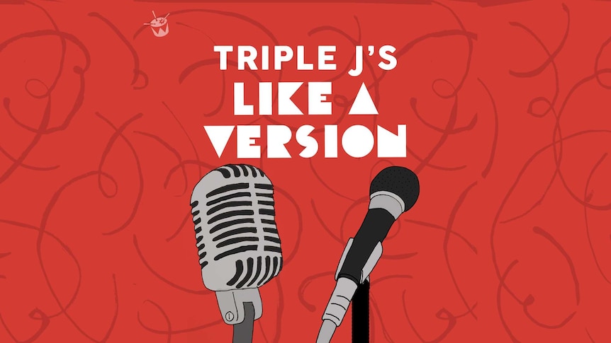 Artwork for triple j's new Like A Version playlists showing two microphones side by side