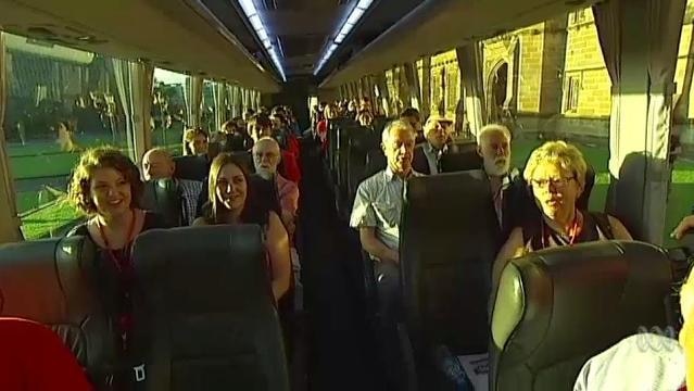 People sit on bus