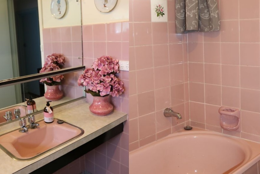 Views of pink bathroom in Canberra