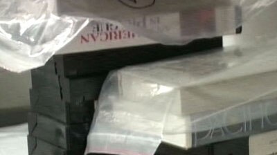 Confiscated tapes from a raid on child porn