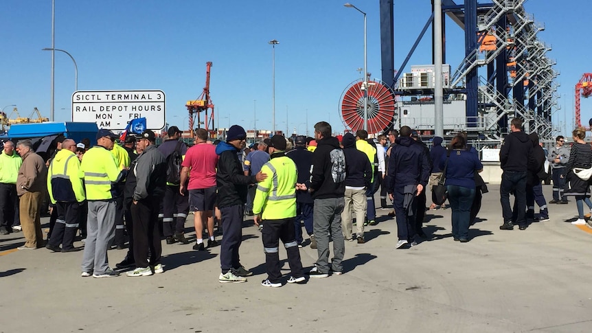 Wharf workers at Port Botany